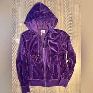 Vintage Route 66 Purple velour hooded zippered jacket